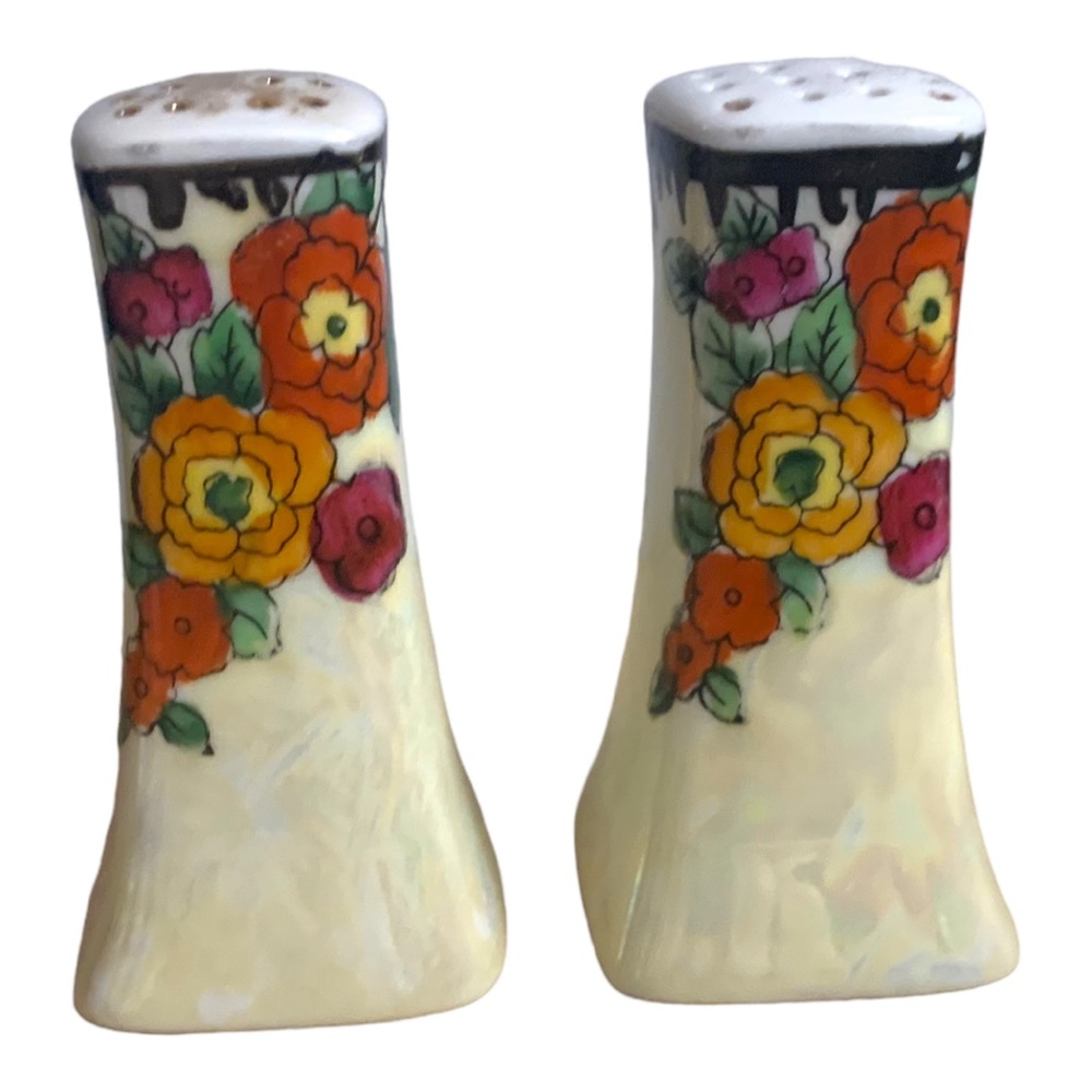 VTG Noritake Japan Porcelain Hand Painted Floral Salt & Pepper Shaker Set